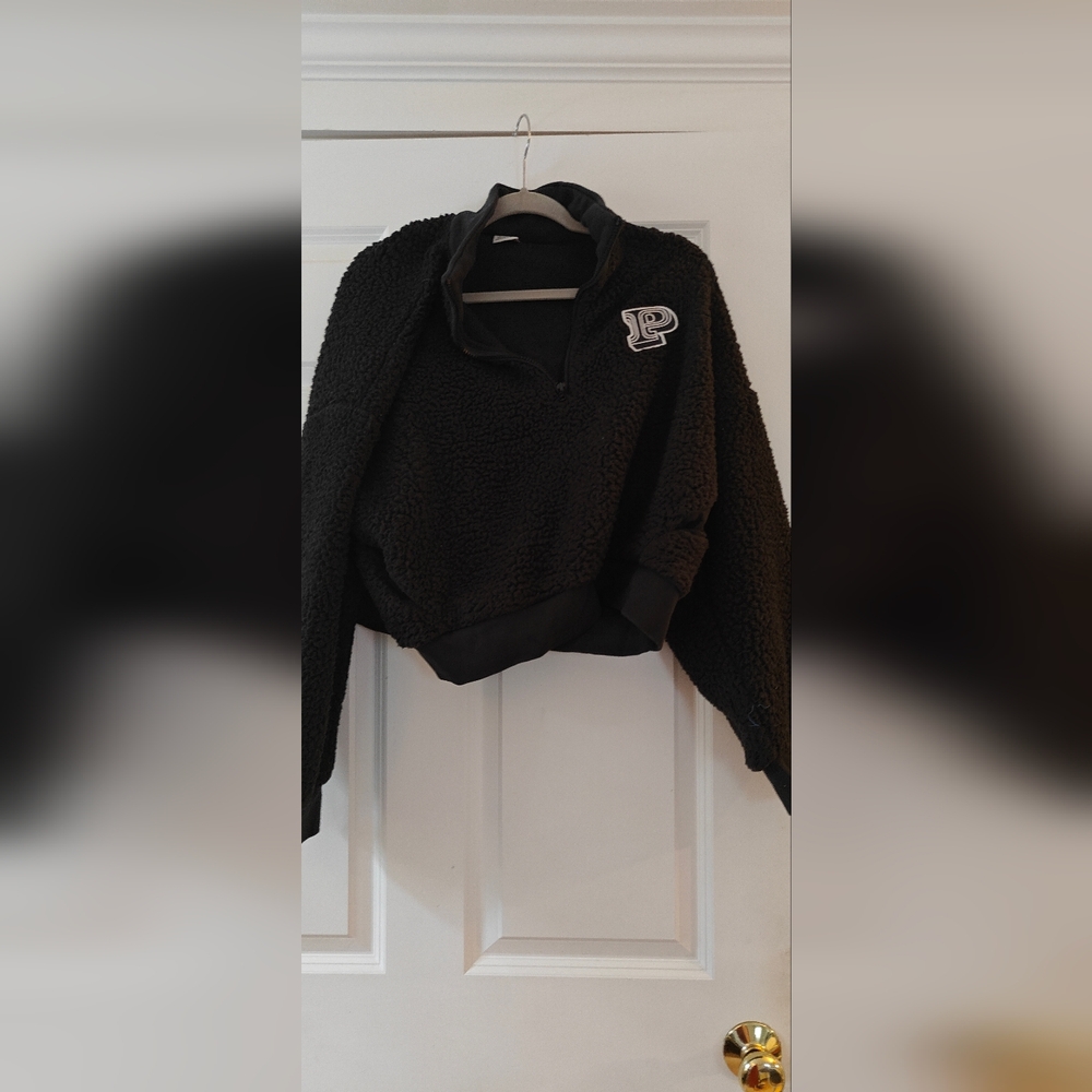 Pink Sherpa Crop Sweater